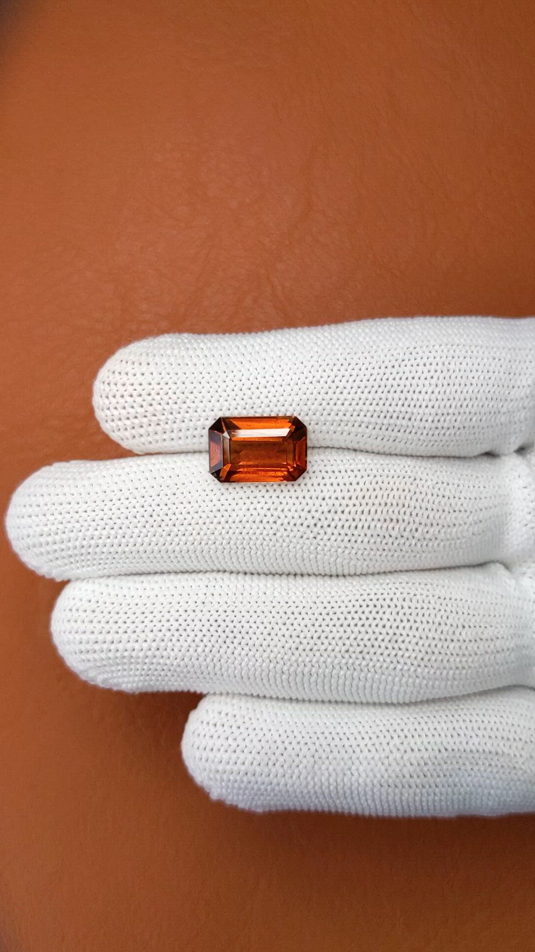 6.54 Ct. Reddish Orange Hessonite Garnet from Madagascar Size Video