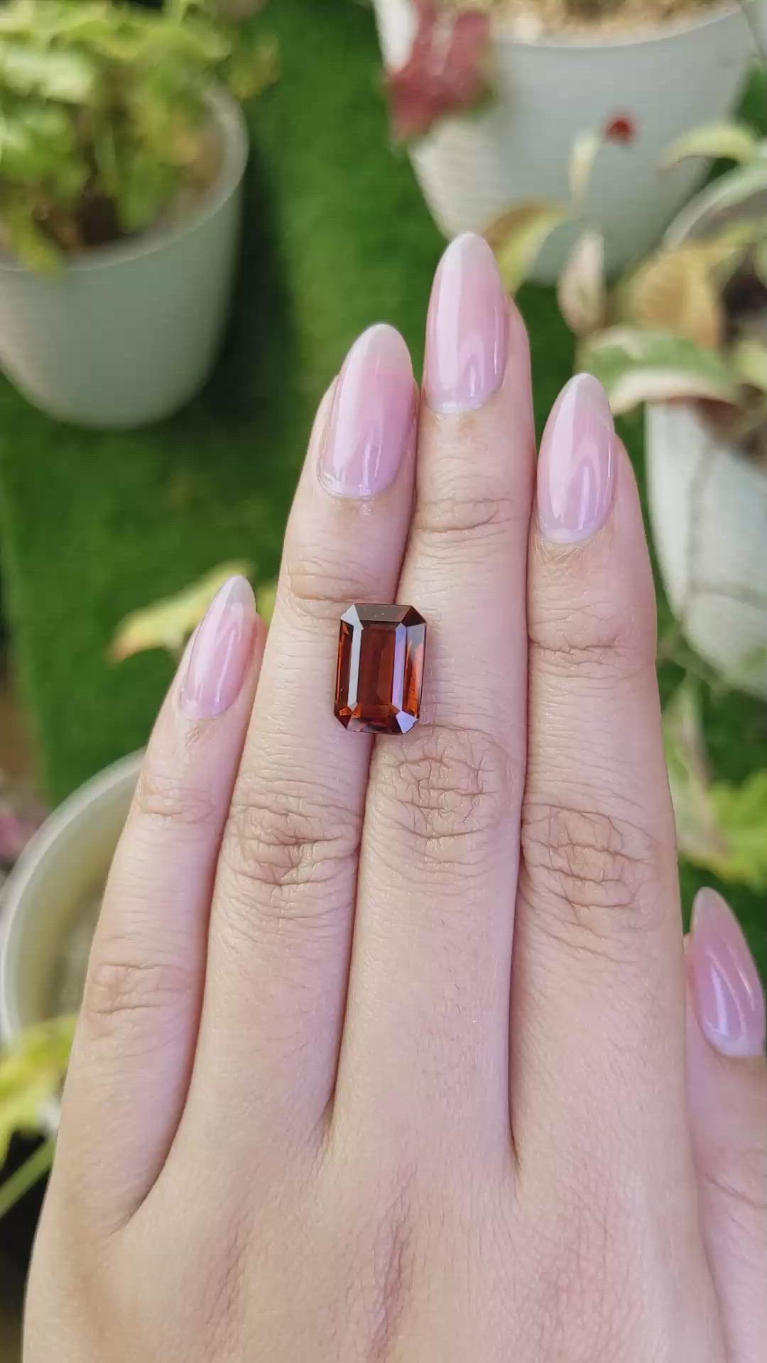 6.54 Ct. Reddish Orange Hessonite Garnet from Madagascar Size Video