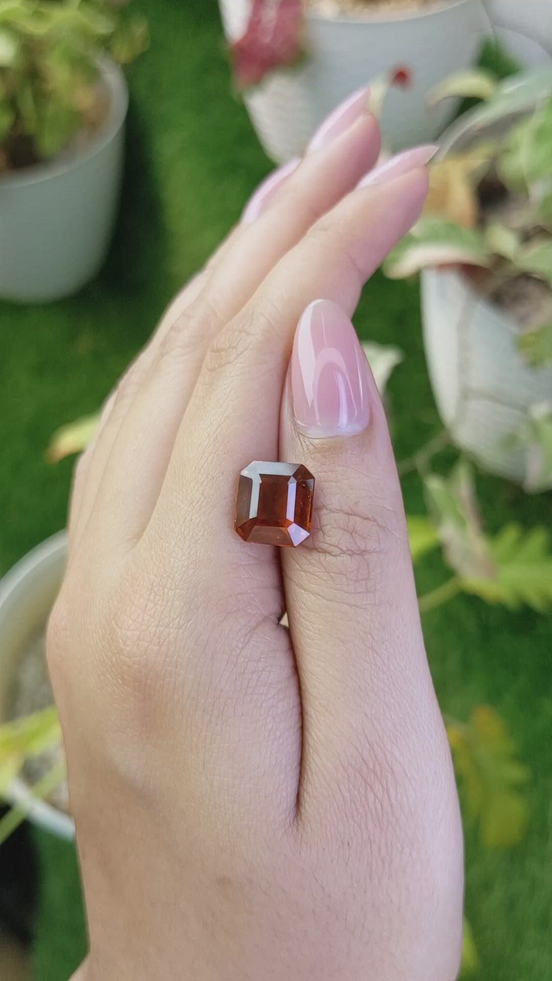 6.72 Ct. Reddish Orange Hessonite Garnet from Madagascar Size Video