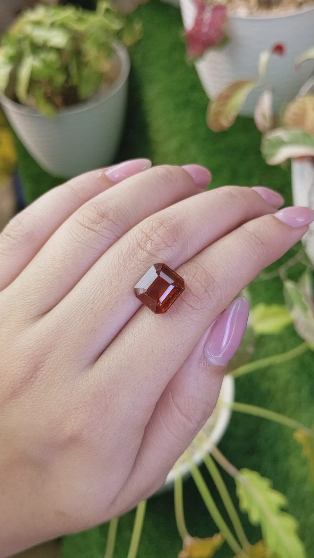 6.72 Ct. Reddish Orange Hessonite Garnet from Madagascar Size Video