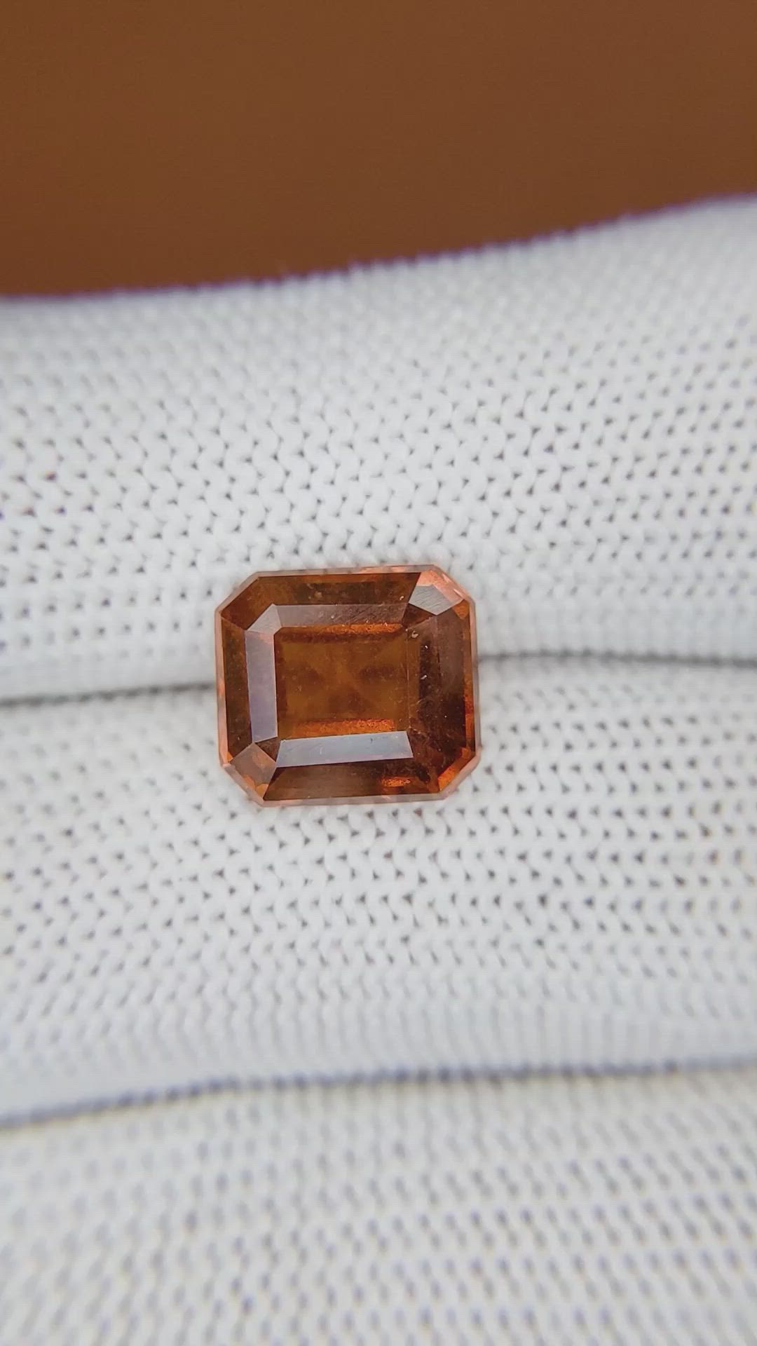6.72 Ct. Reddish Orange Hessonite Garnet from Madagascar Size Video