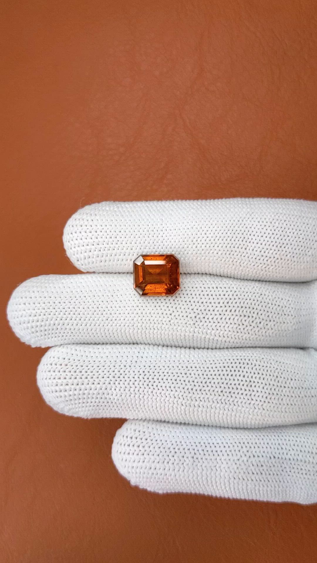 5.03 Ct. Reddish Orange Hessonite Garnet from Madagascar Size Video
