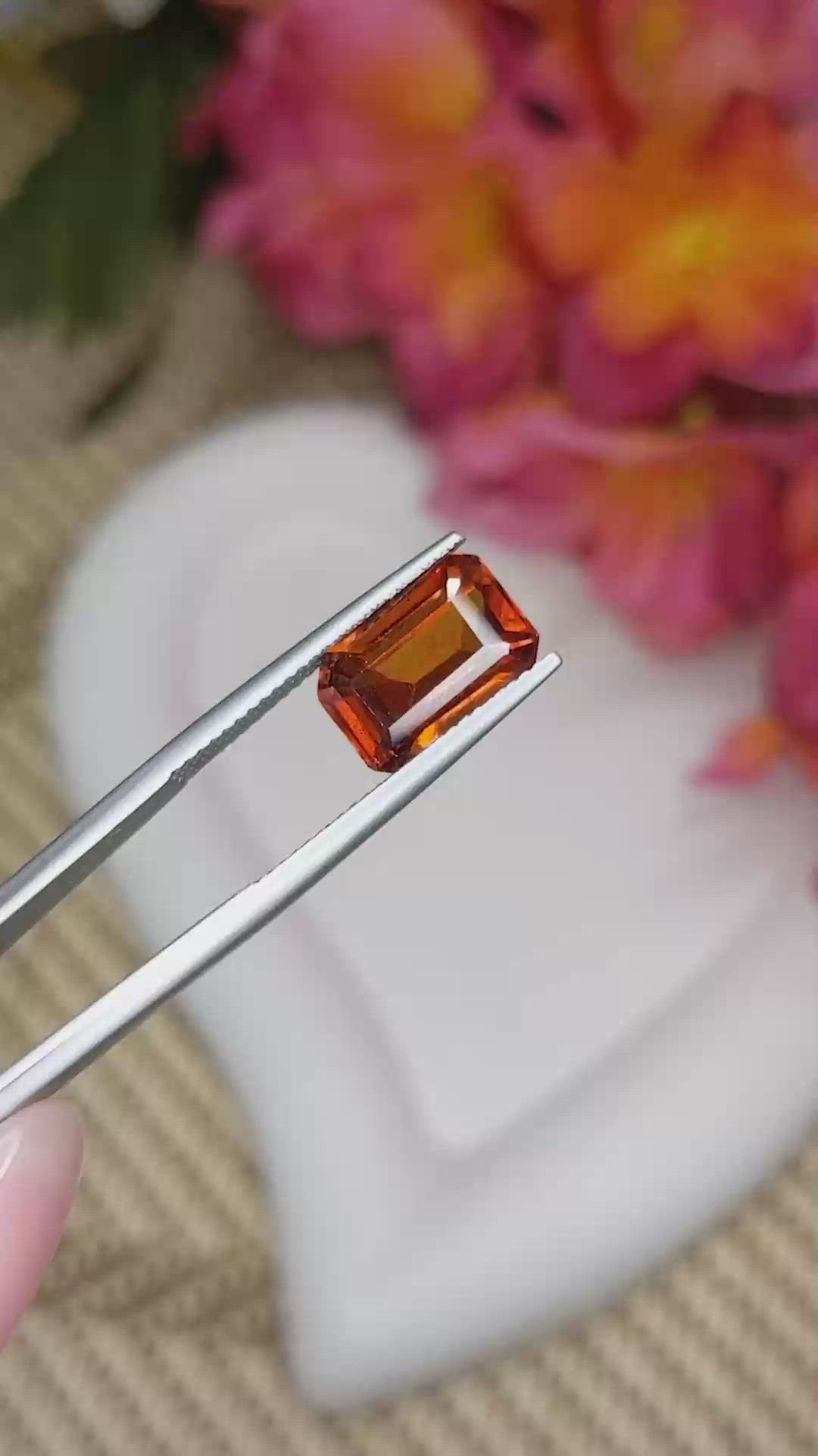 4.71 Ct. Reddish Orange Hessonite Garnet from Madagascar Size Video