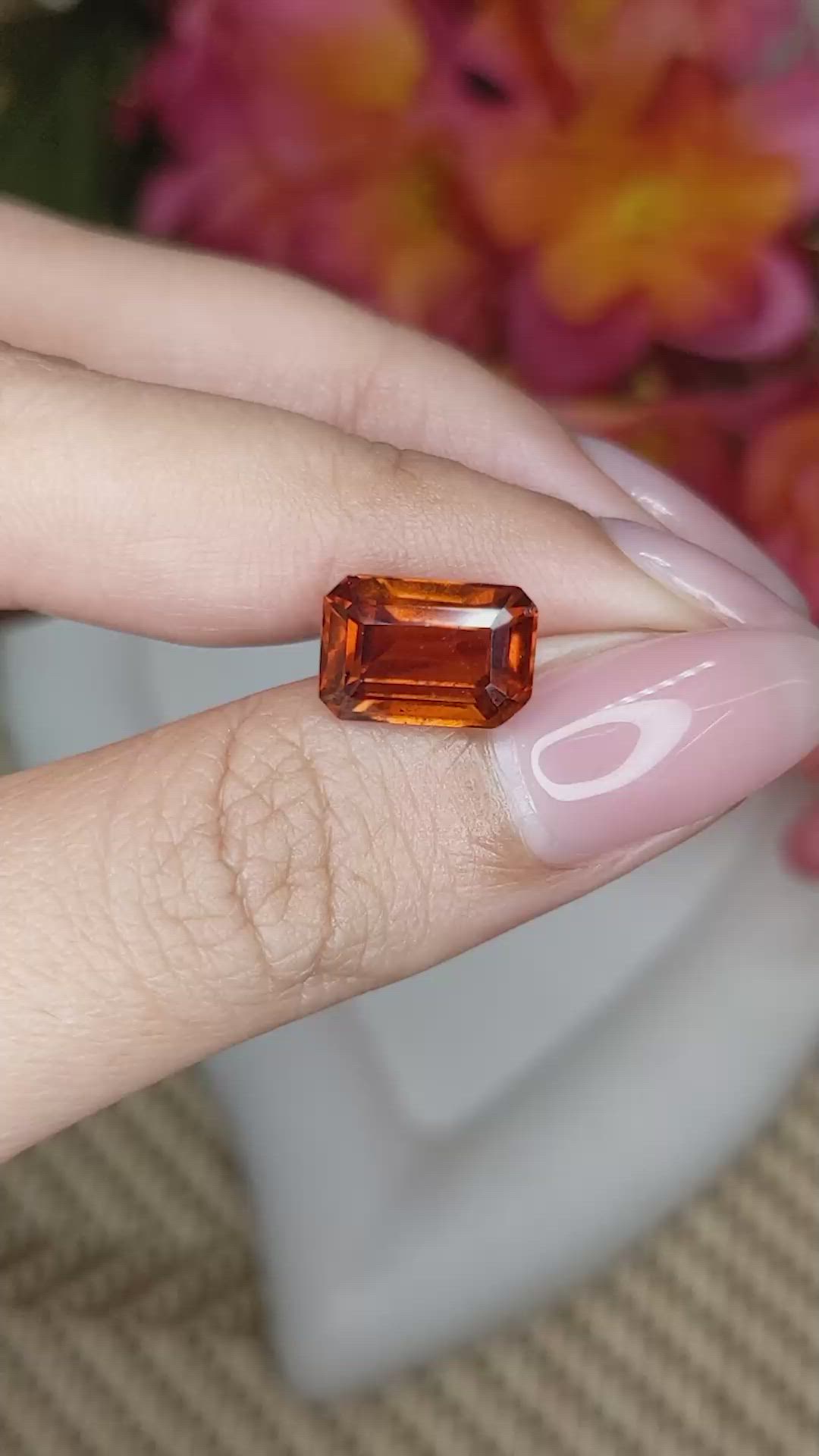 4.71 Ct. Reddish Orange Hessonite Garnet from Madagascar Size Video