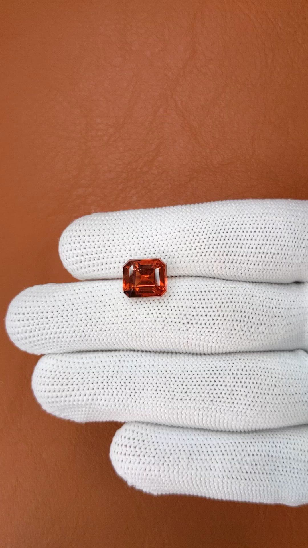 4.55 Ct. Reddish Orange Hessonite Garnet from Madagascar Size Video