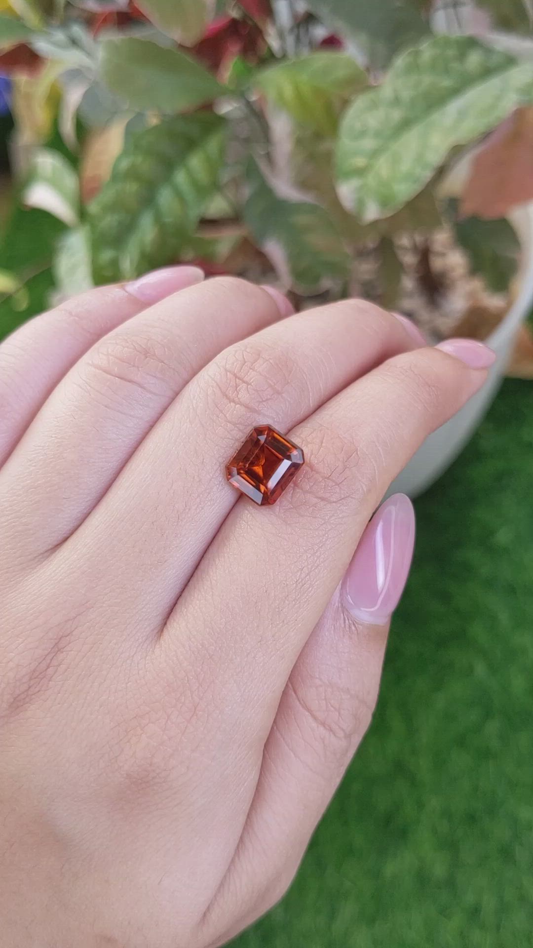 4.55 Ct. Reddish Orange Hessonite Garnet from Madagascar Size Video