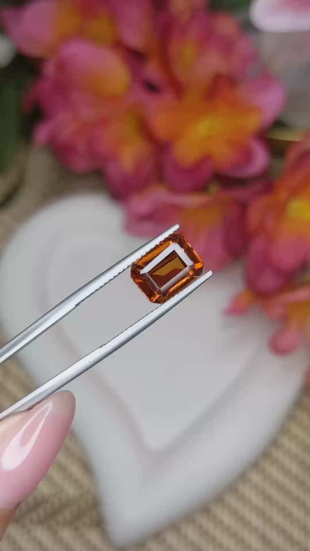 4.15 Ct. Orange Hessonite Garnet from Madagascar Size Video