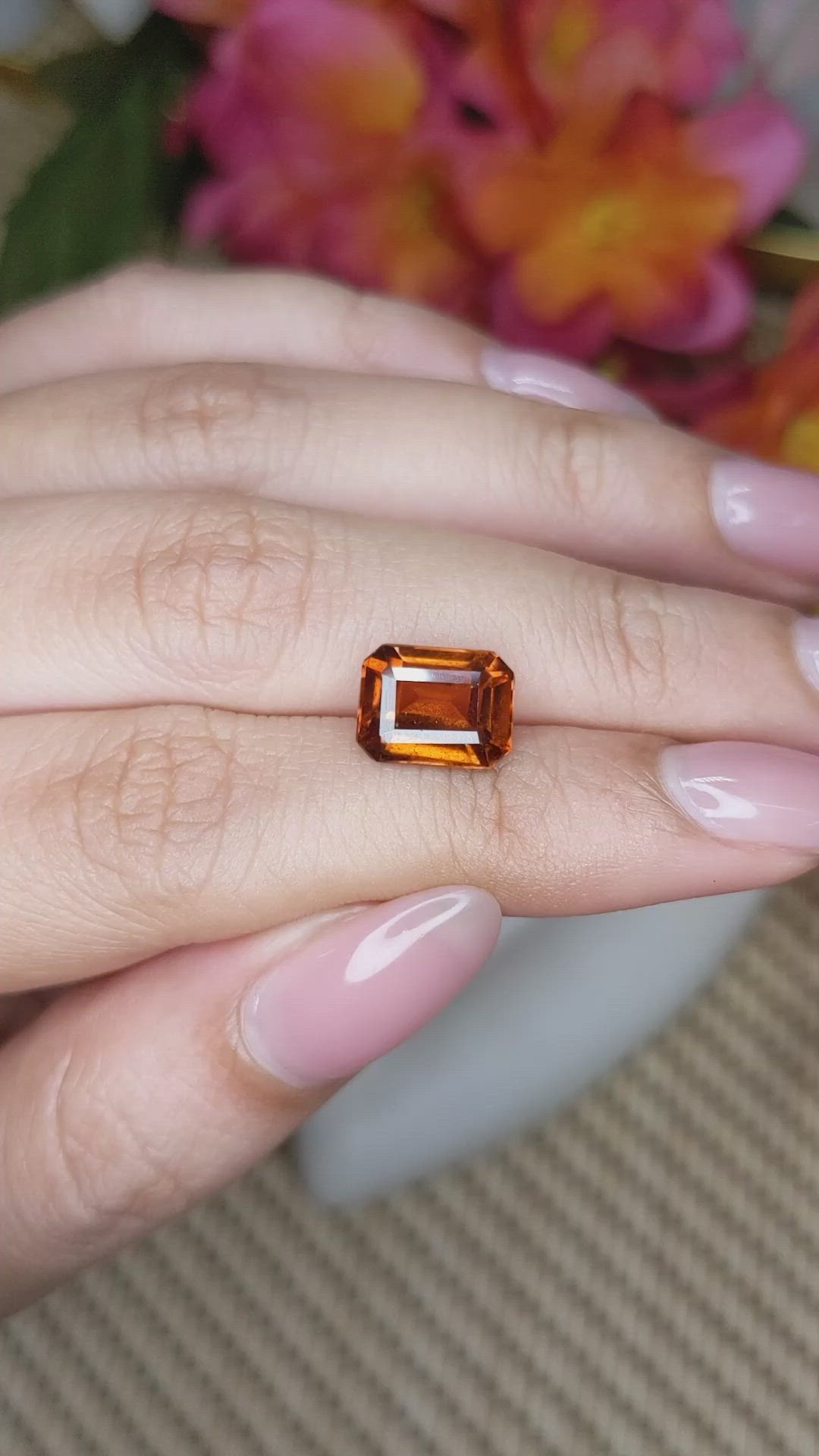 4.15 Ct. Orange Hessonite Garnet from Madagascar Size Video