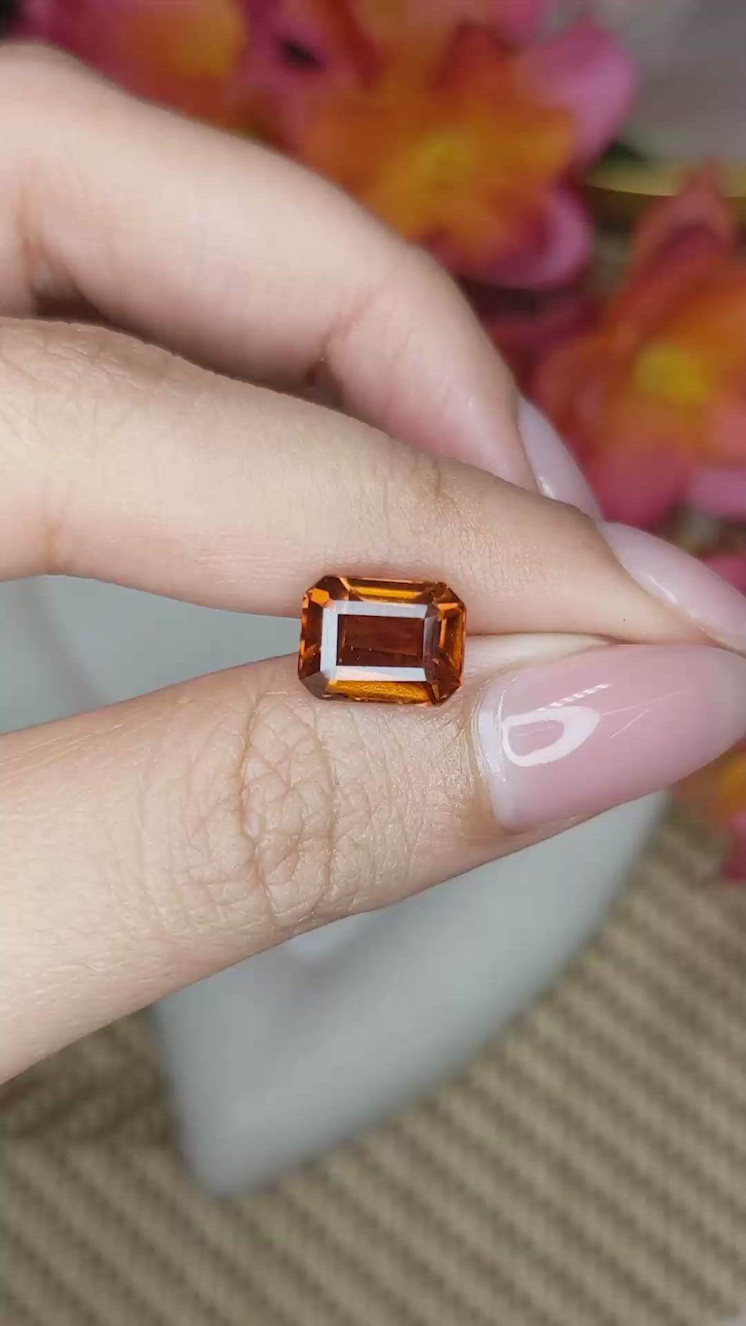 4.15 Ct. Orange Hessonite Garnet from Madagascar Size Video