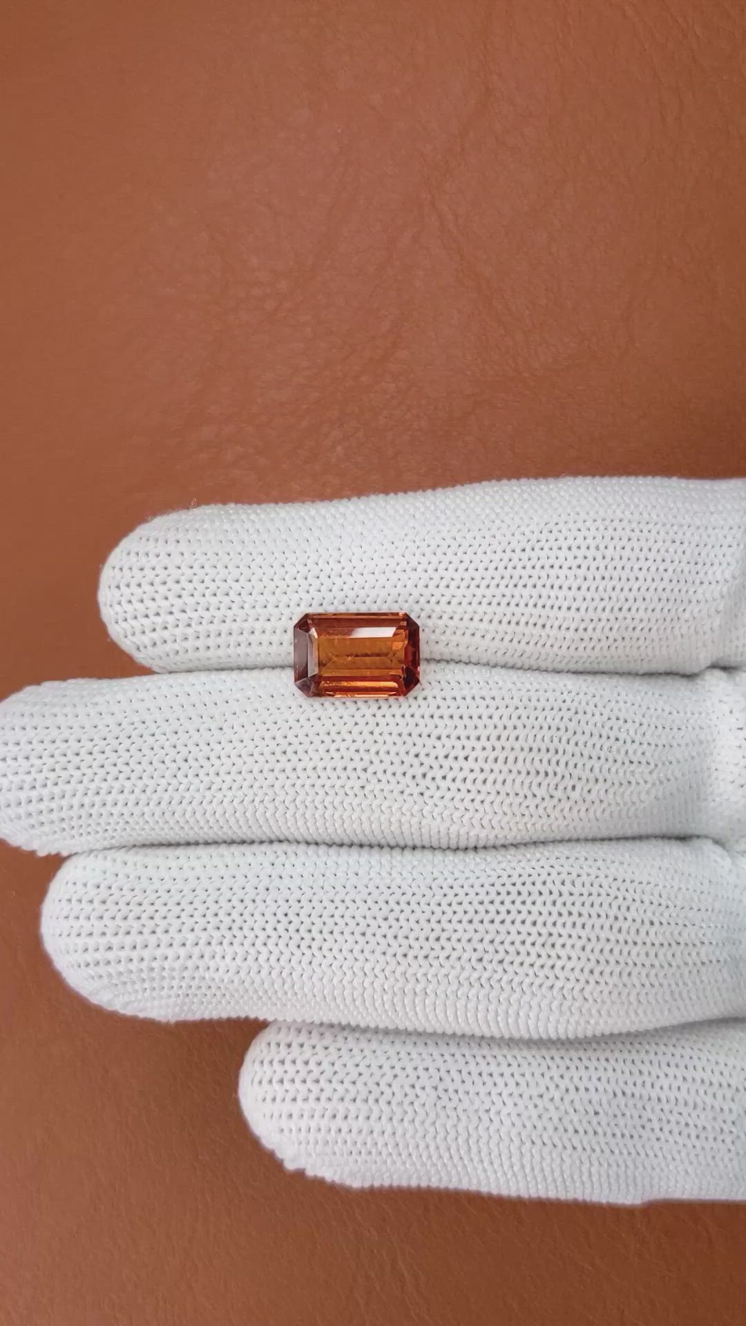 4.16 Ct. Reddish Orange Hessonite Garnet from Madagascar Size Video