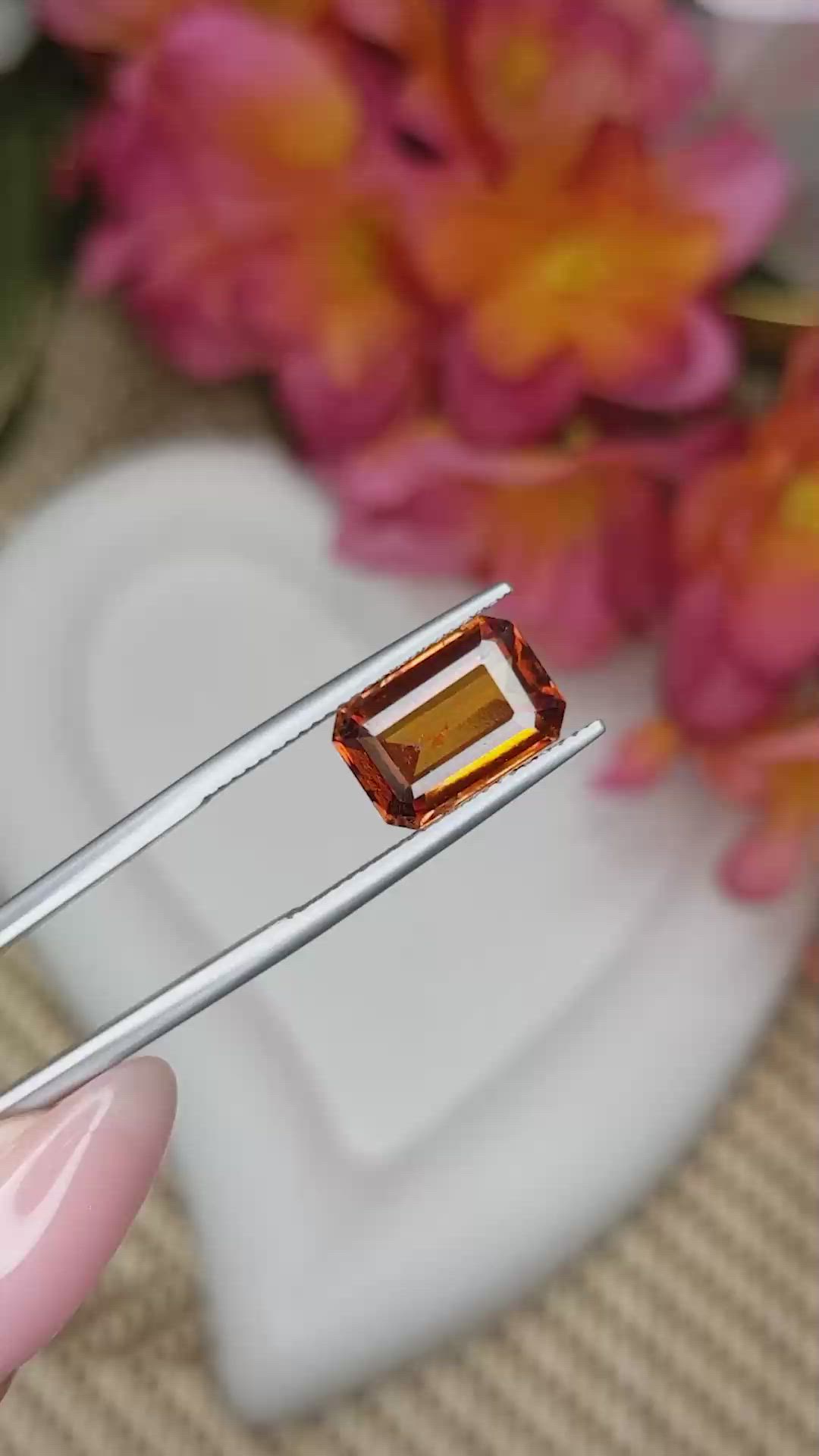 4.16 Ct. Reddish Orange Hessonite Garnet from Madagascar Size Video