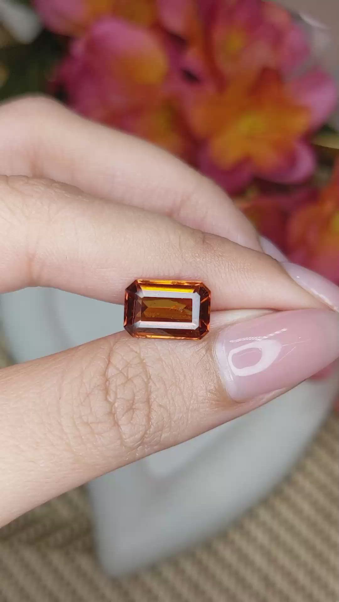 4.16 Ct. Reddish Orange Hessonite Garnet from Madagascar Size Video