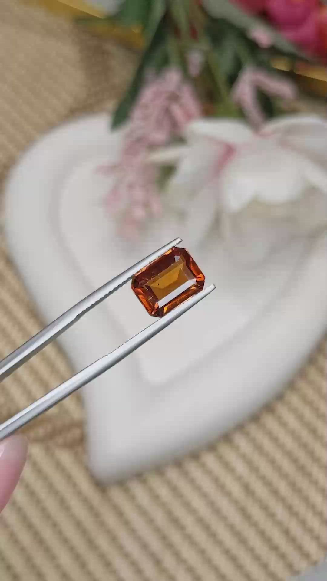 4.29 Ct. Orange Hessonite Garnet from Madagascar Size Video