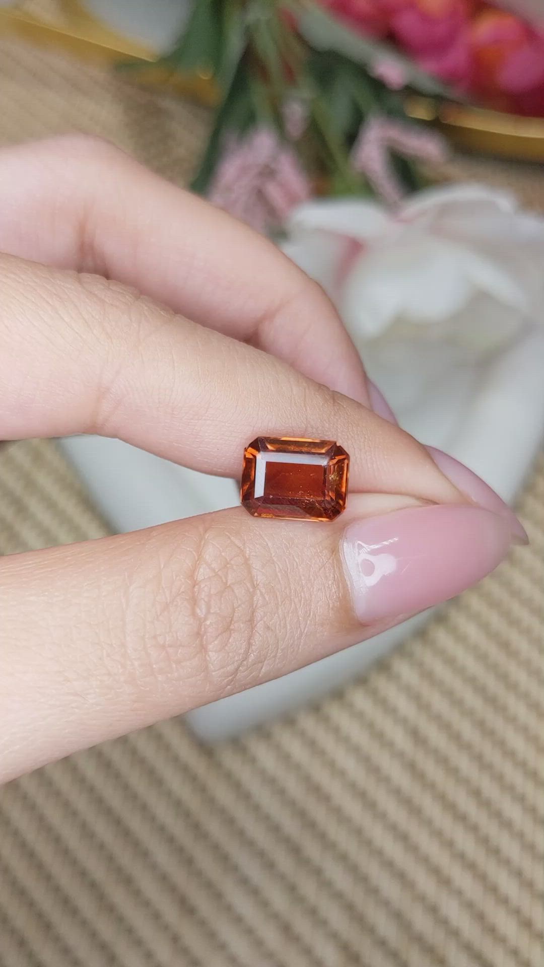4.29 Ct. Orange Hessonite Garnet from Madagascar Size Video