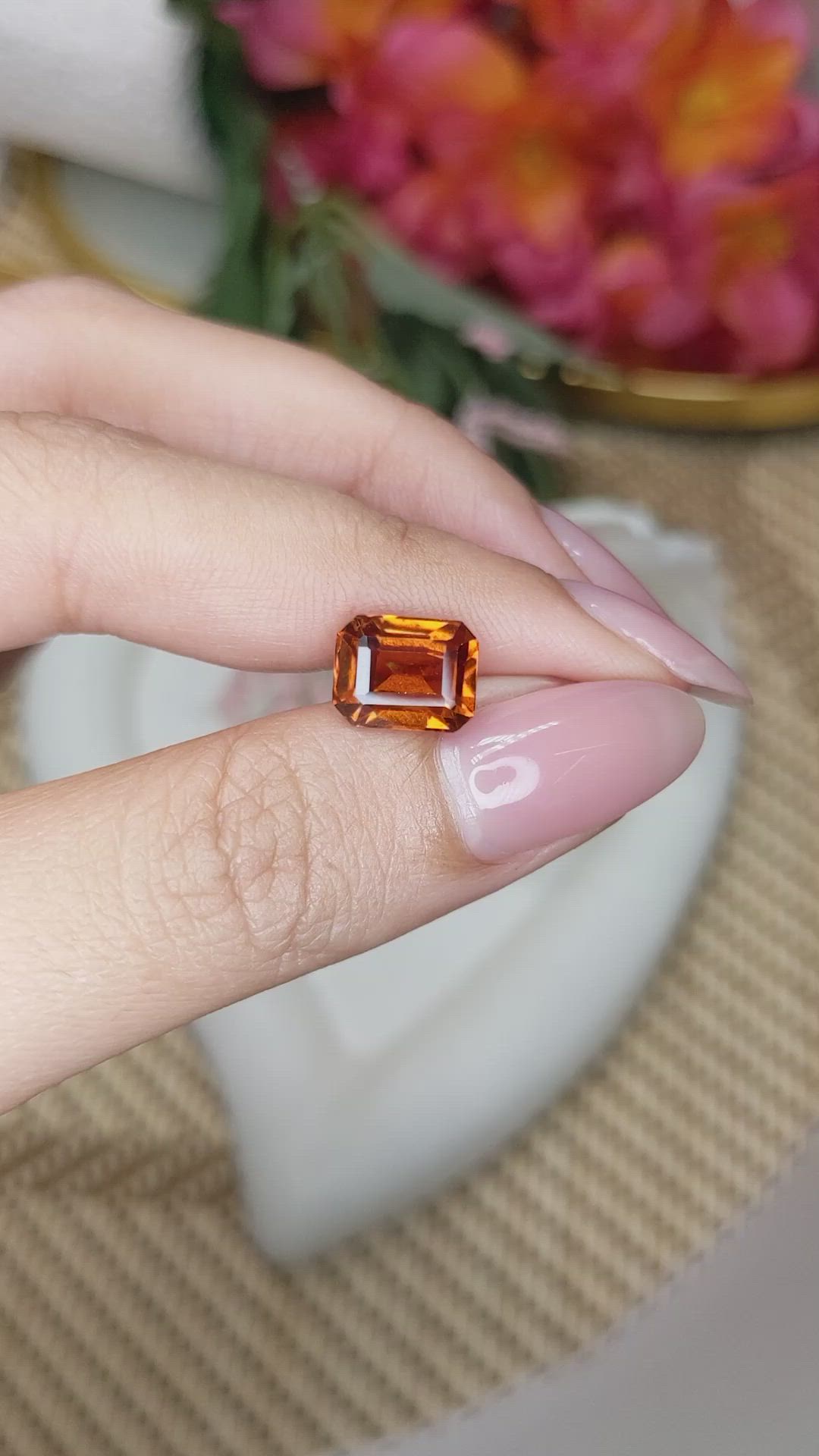 3.66 Ct. Reddish Orange Hessonite Garnet from Madagascar Size Video