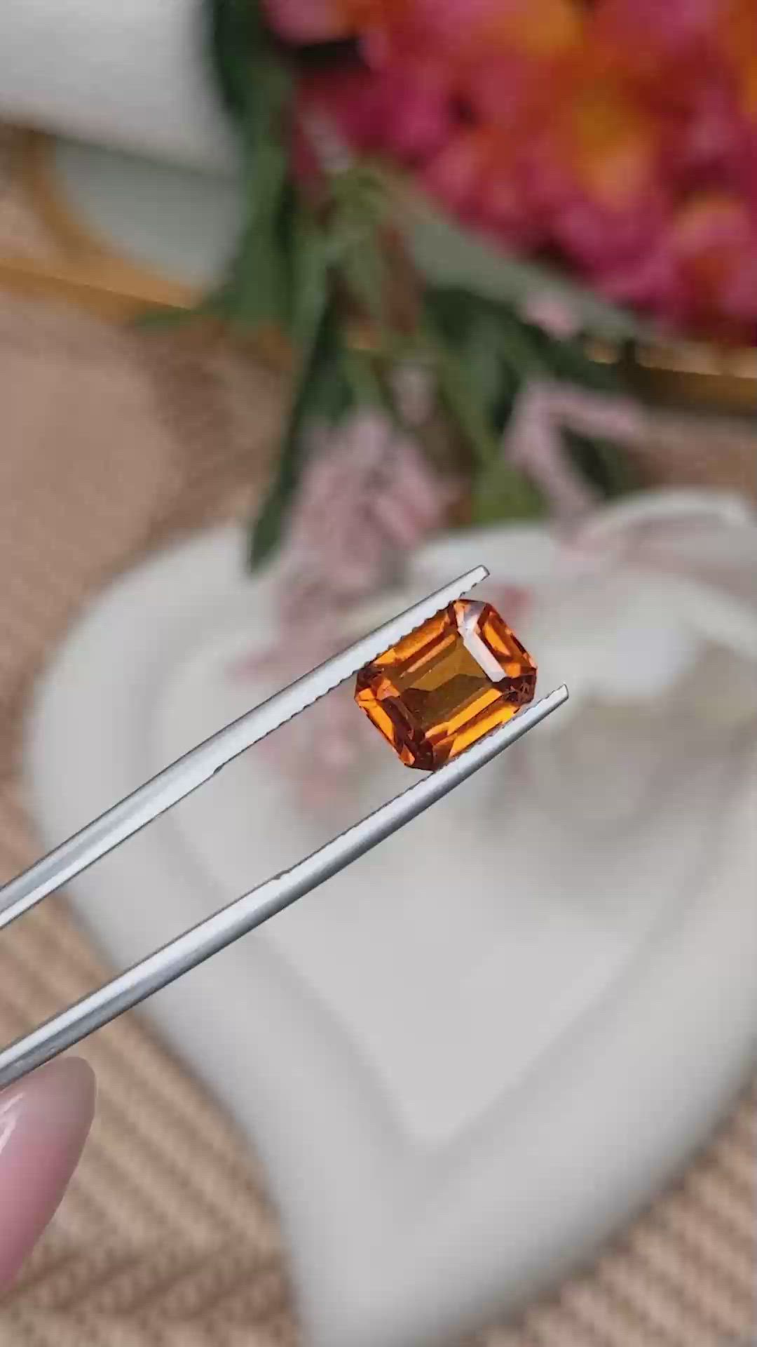 3.66 Ct. Reddish Orange Hessonite Garnet from Madagascar Size Video