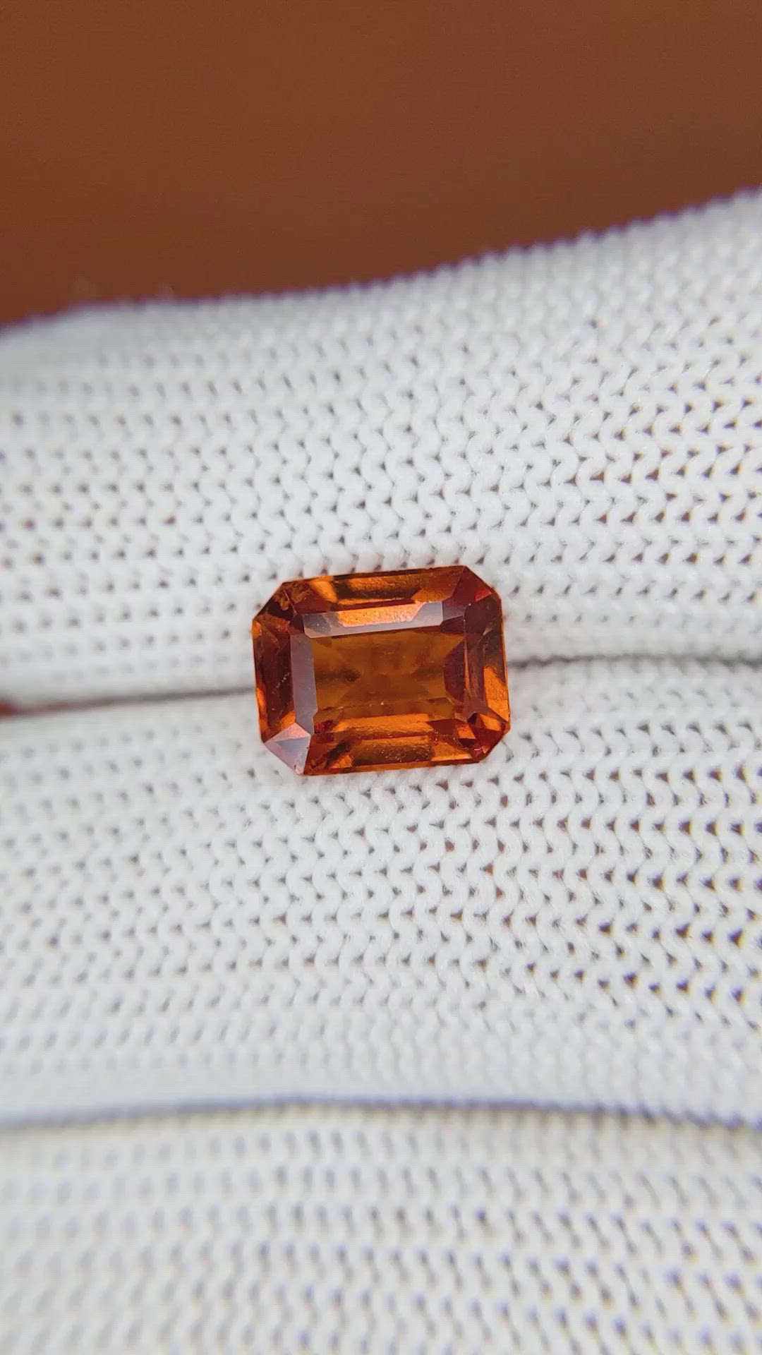3.66 Ct. Reddish Orange Hessonite Garnet from Madagascar Size Video