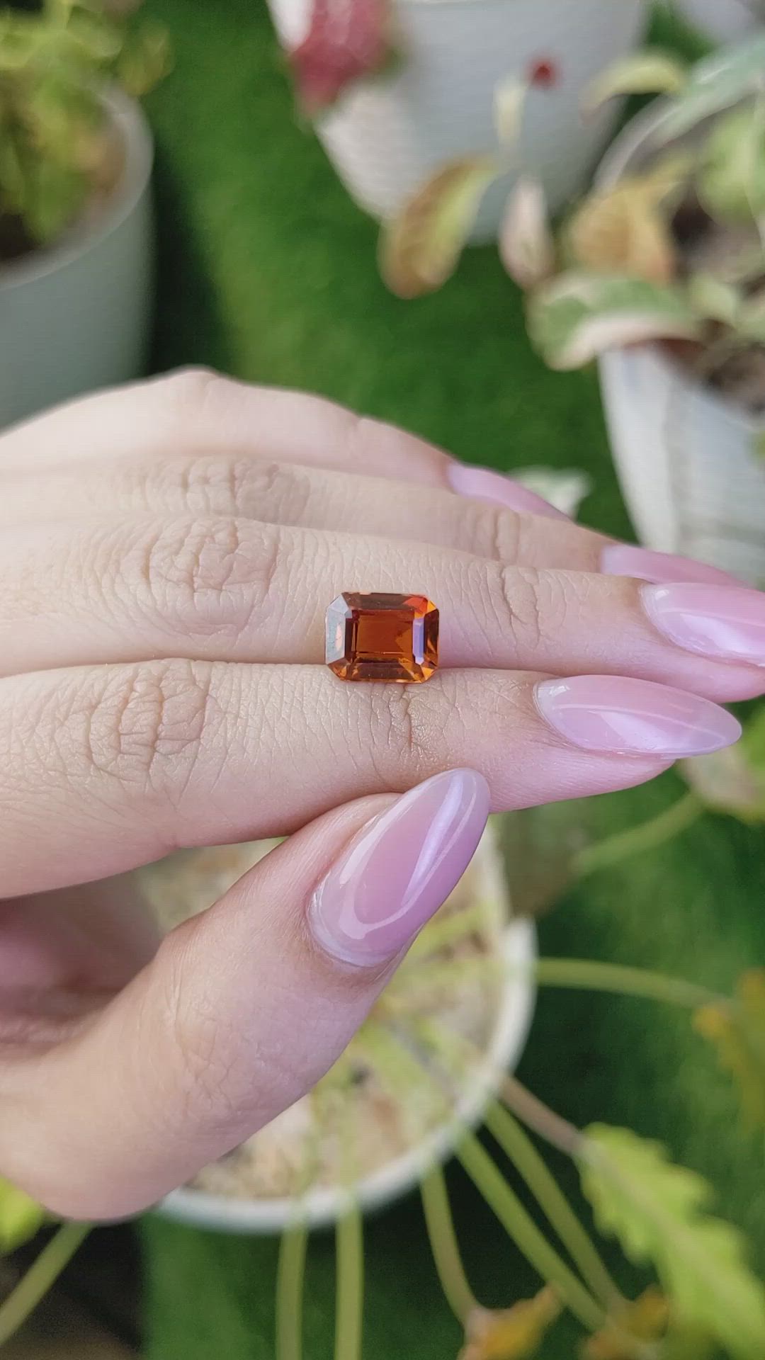 3.66 Ct. Reddish Orange Hessonite Garnet from Madagascar Size Video