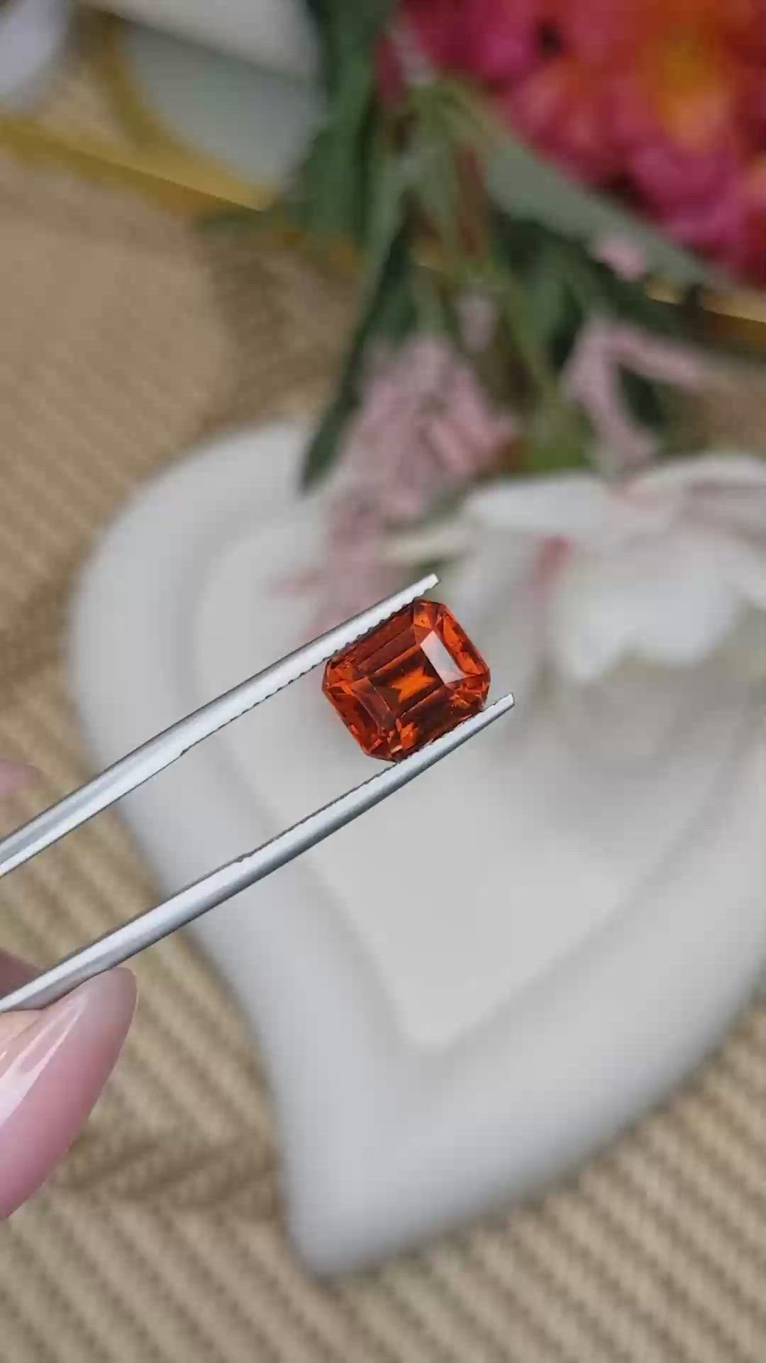4.30 Ct. Orange Hessonite Garnet from Madagascar Size Video