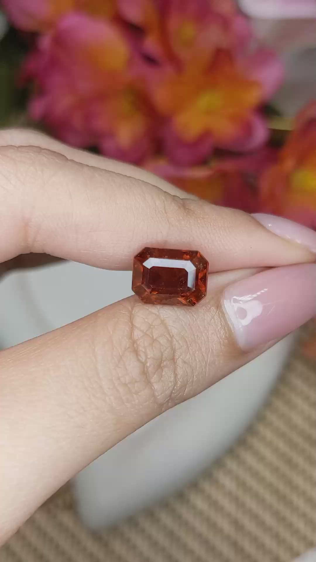 5.31 Ct. Reddish Orange Hessonite Garnet from Madagascar Size Video