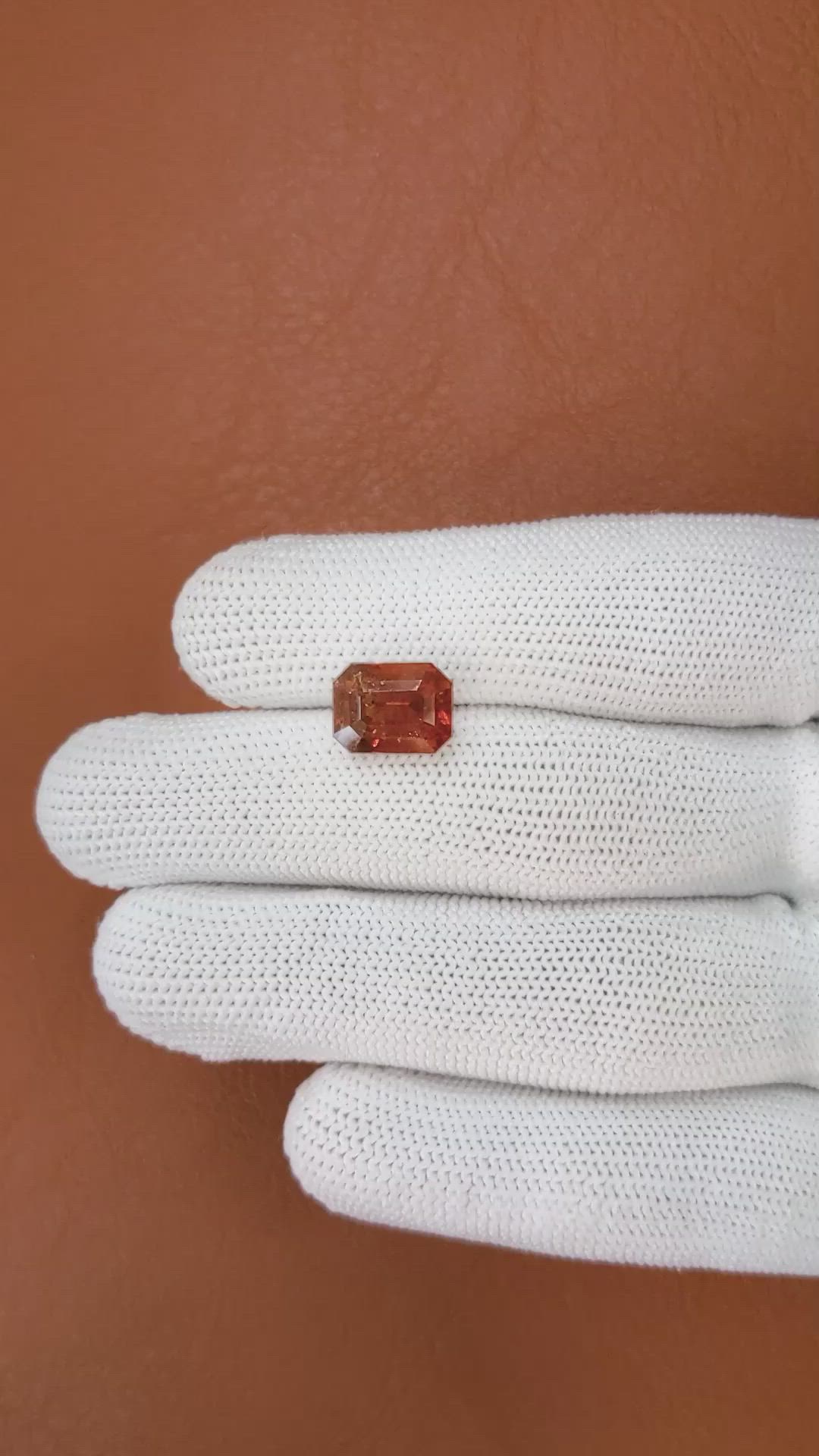 5.31 Ct. Reddish Orange Hessonite Garnet from Madagascar Size Video
