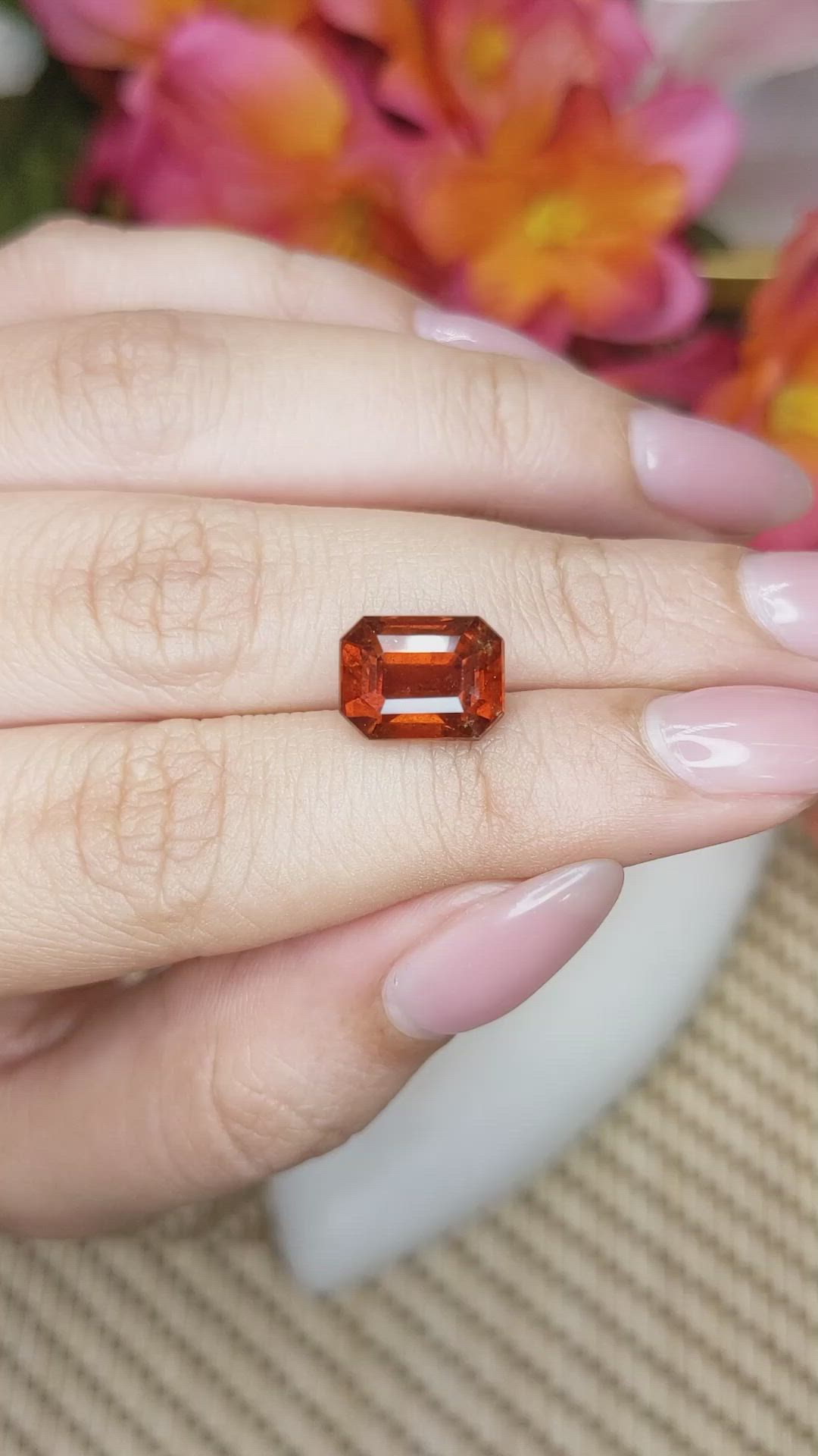 5.31 Ct. Reddish Orange Hessonite Garnet from Madagascar Size Video