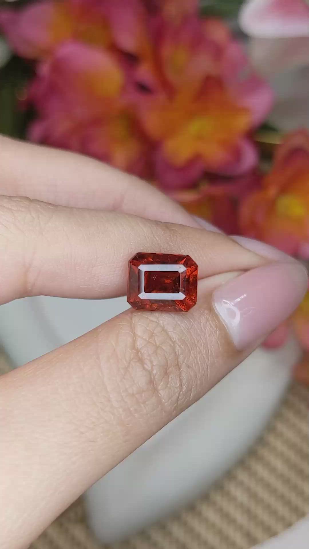 5.98 Ct. Reddish Orange Hessonite Garnet from Madagascar Size Video