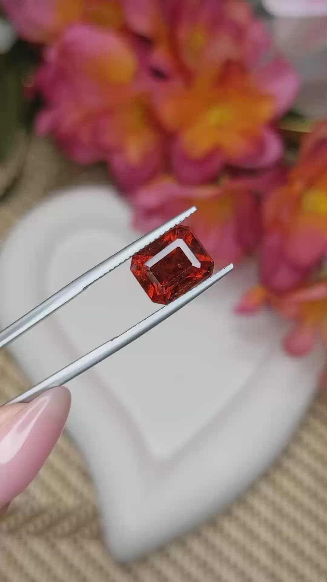 5.98 Ct. Reddish Orange Hessonite Garnet from Madagascar Size Video