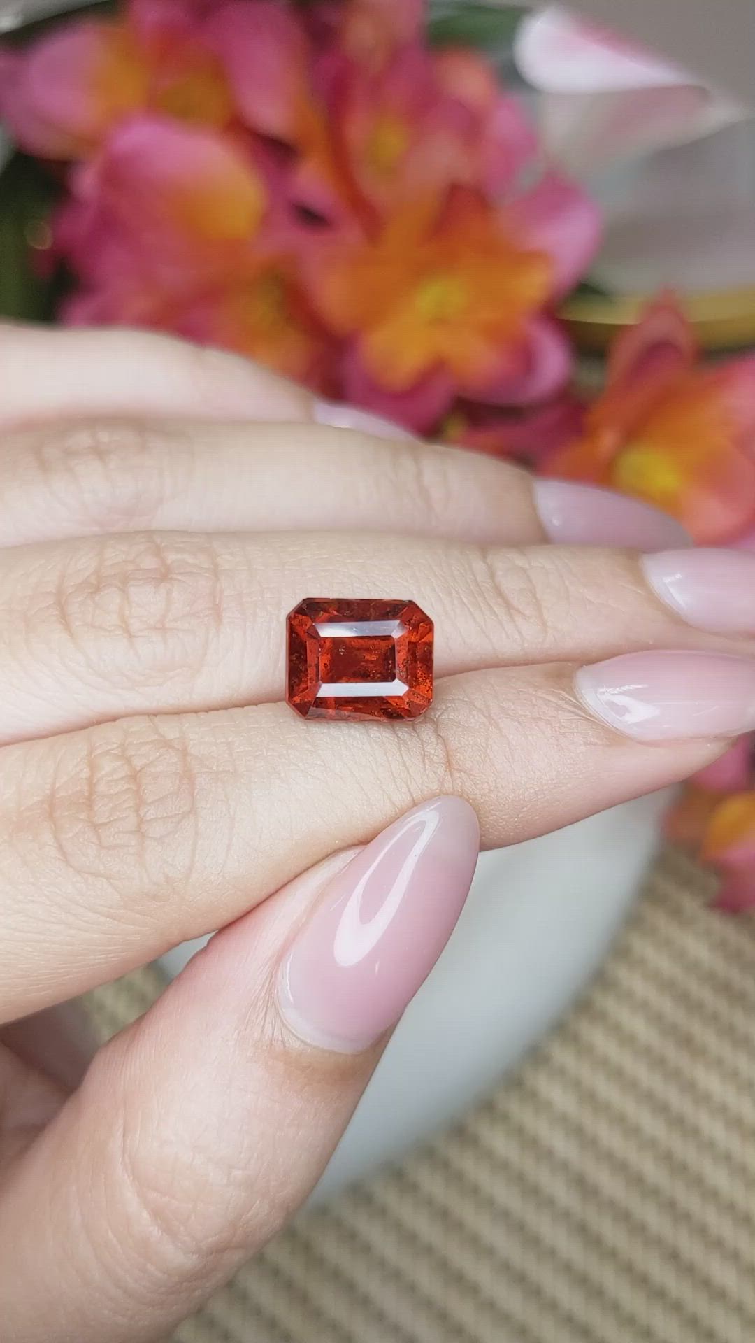 5.98 Ct. Reddish Orange Hessonite Garnet from Madagascar Size Video