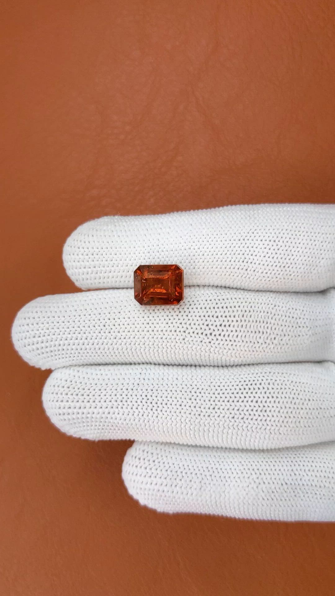 5.98 Ct. Reddish Orange Hessonite Garnet from Madagascar Size Video