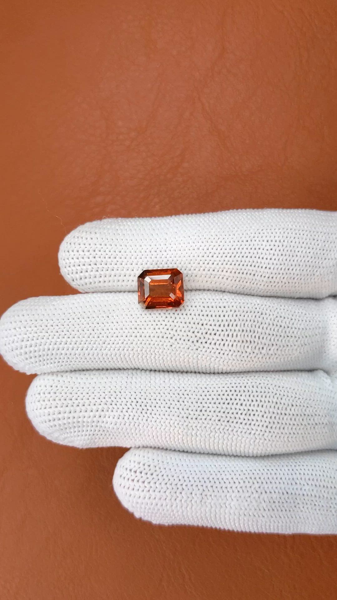 3.60 Ct. Reddish Orange Hessonite Garnet from Madagascar Size Video