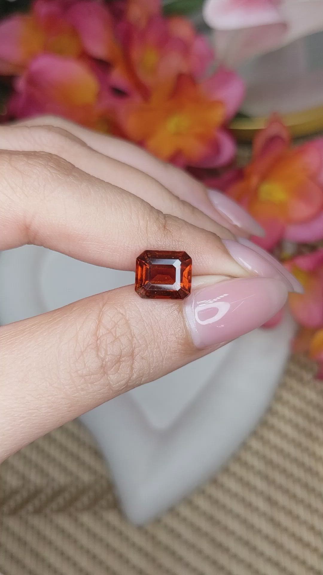 3.60 Ct. Reddish Orange Hessonite Garnet from Madagascar Size Video