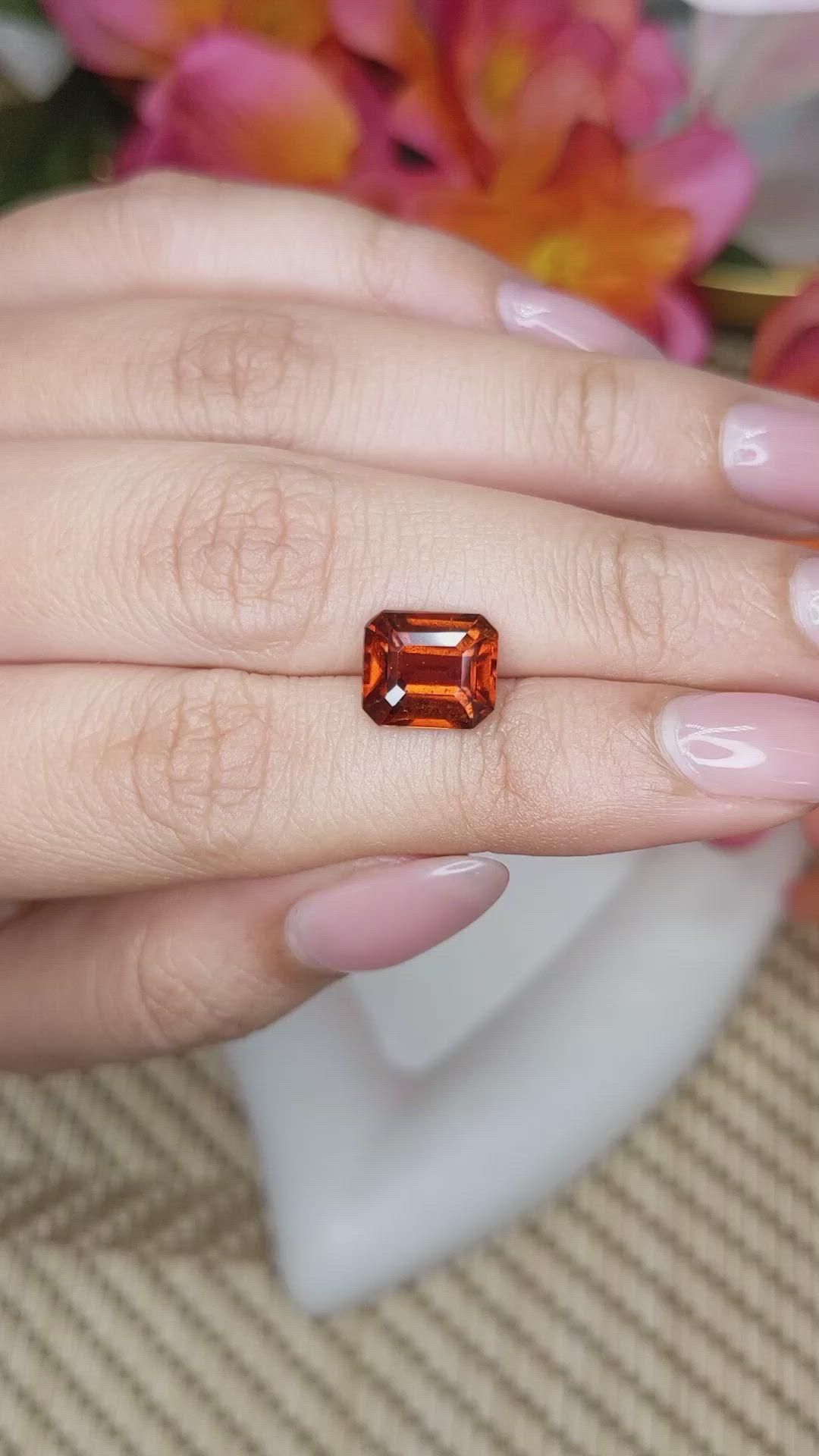 3.60 Ct. Reddish Orange Hessonite Garnet from Madagascar Size Video