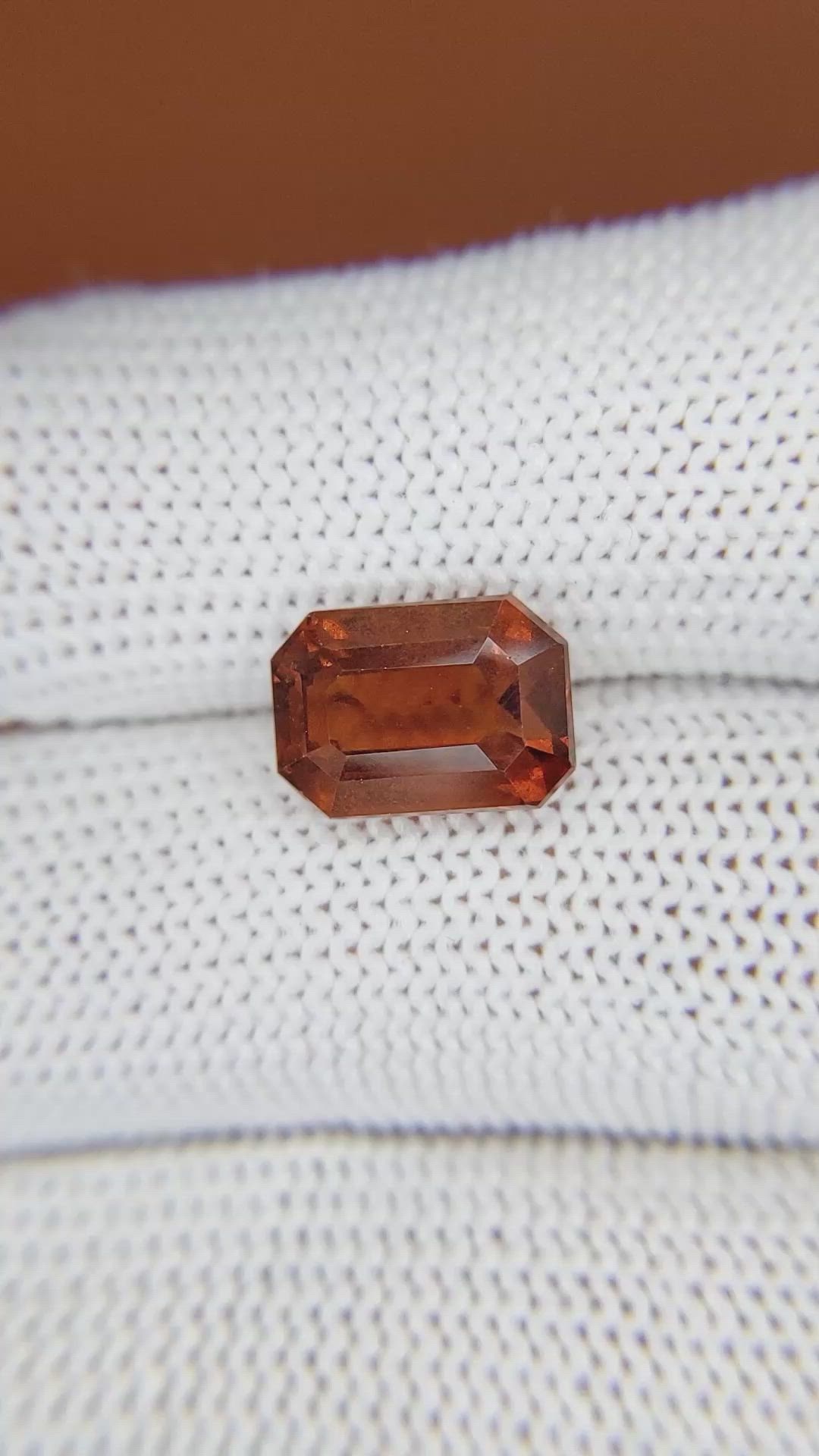 4.74 Ct. Orange Hessonite Garnet from Madagascar Size Video