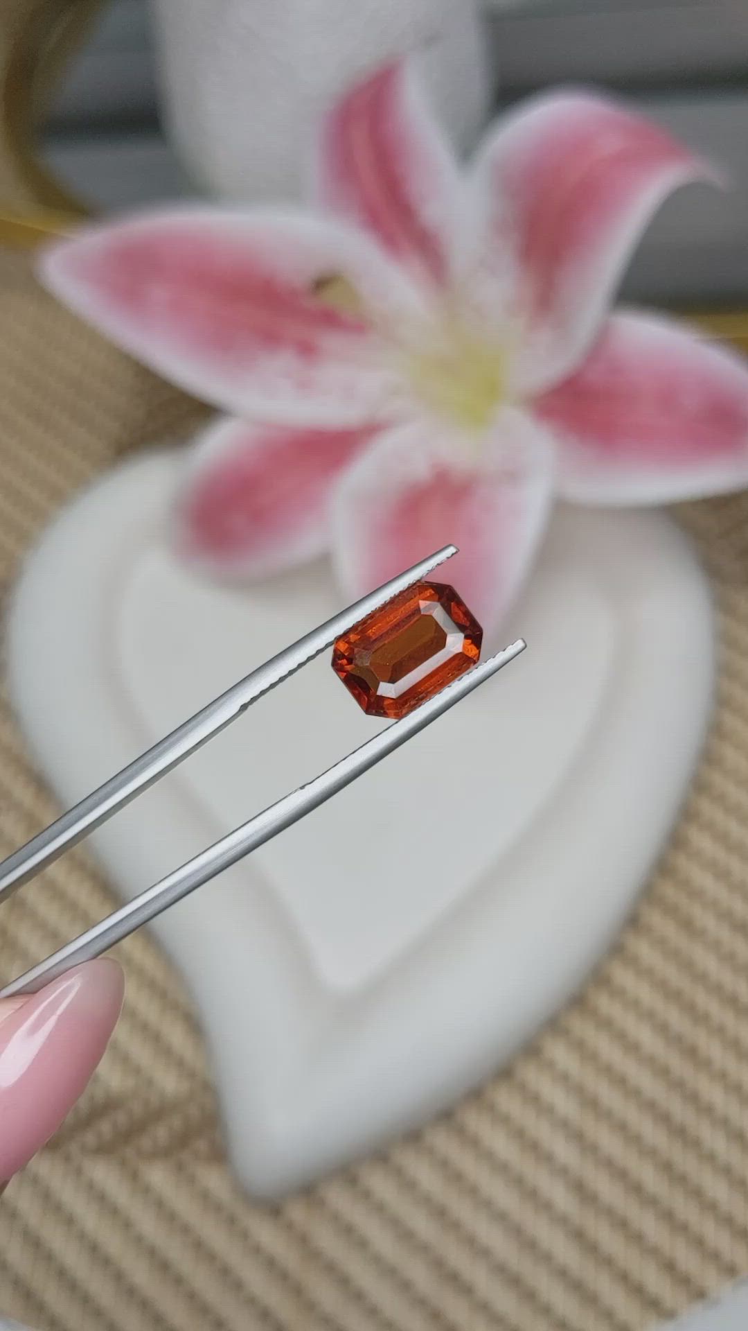 4.74 Ct. Orange Hessonite Garnet from Madagascar Size Video