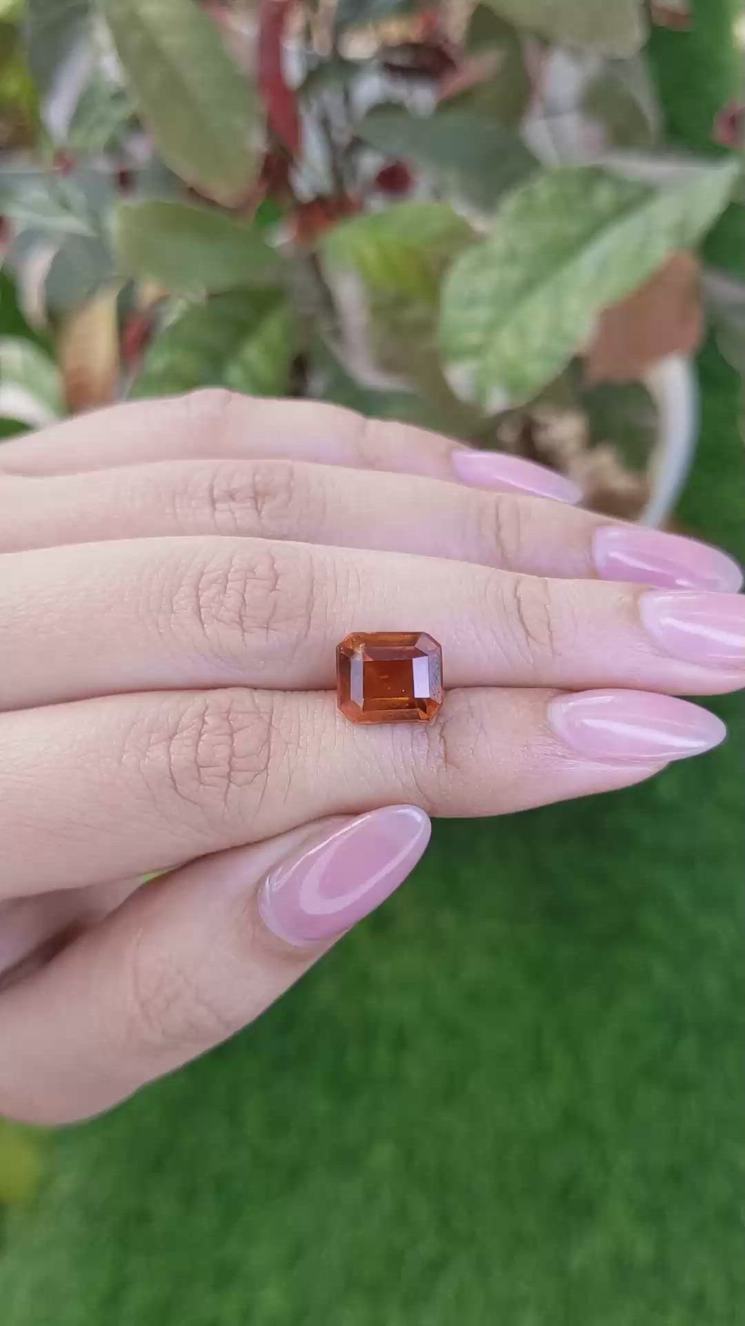 5.27 Ct. Reddish Orange Hessonite Garnet from Madagascar Size Video