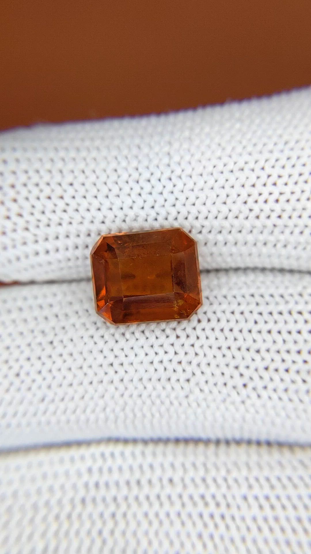 5.27 Ct. Reddish Orange Hessonite Garnet from Madagascar Size Video