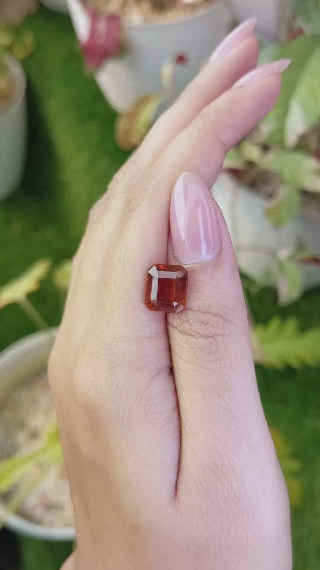 5.27 Ct. Reddish Orange Hessonite Garnet from Madagascar Size Video