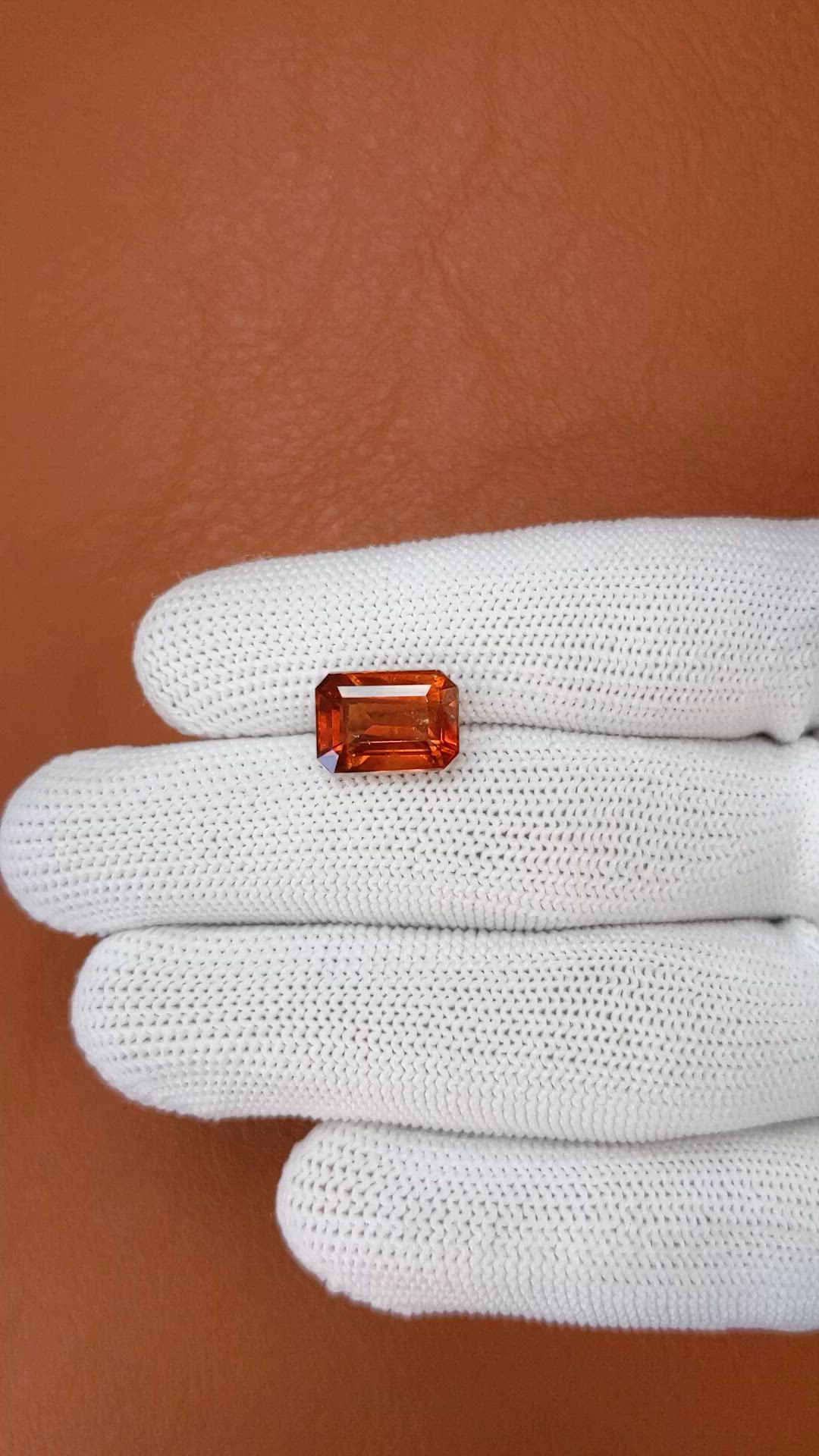 6.10 Ct. Reddish Orange Hessonite Garnet from Madagascar Size Video