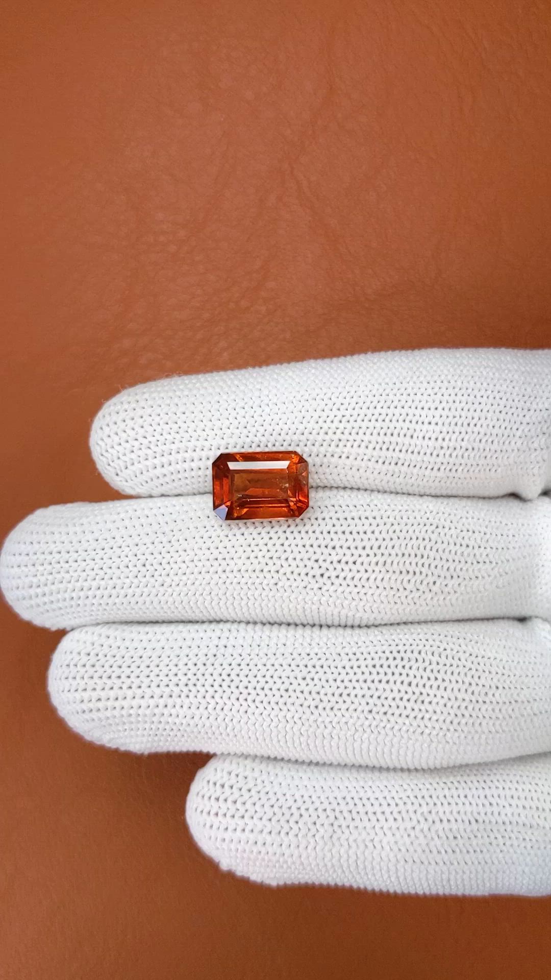 5.70 Ct. Orange Hessonite Garnet from Madagascar Size Video