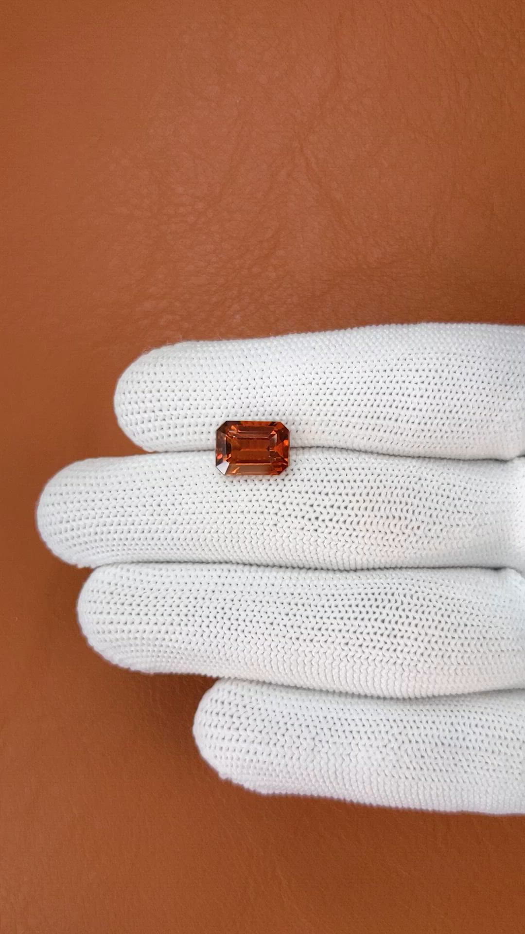 4.39 Ct. Reddish Orange Hessonite Garnet from Madagascar Size Video