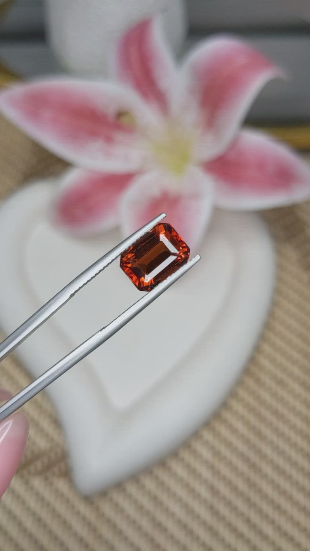 4.39 Ct. Reddish Orange Hessonite Garnet from Madagascar Size Video