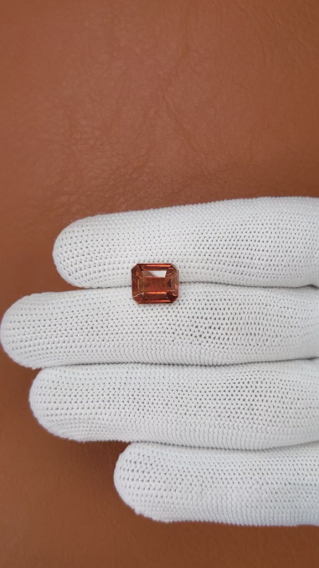 4.68 Ct. Reddish Orange Hessonite Garnet from Madagascar Size Video