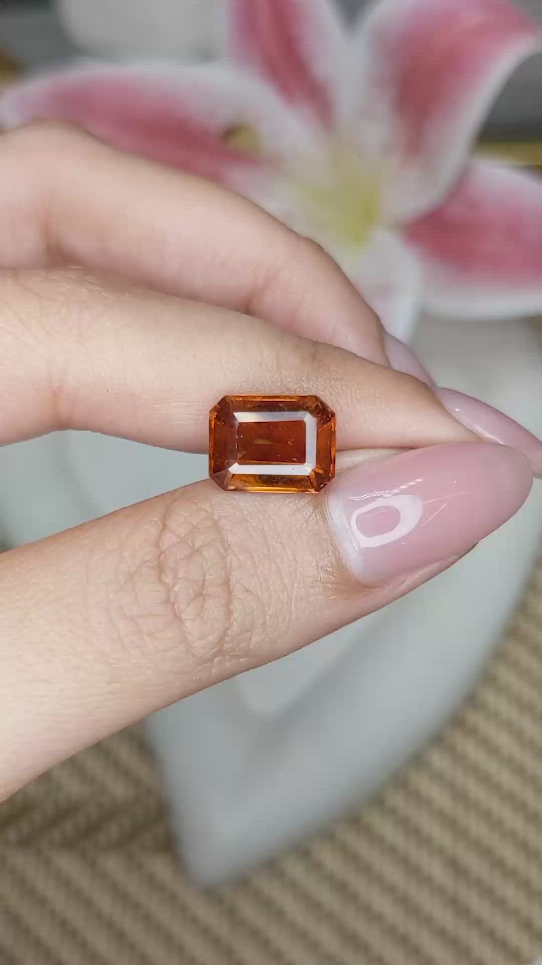 4.73 Ct. Orange Hessonite Garnet from Madagascar Size Video