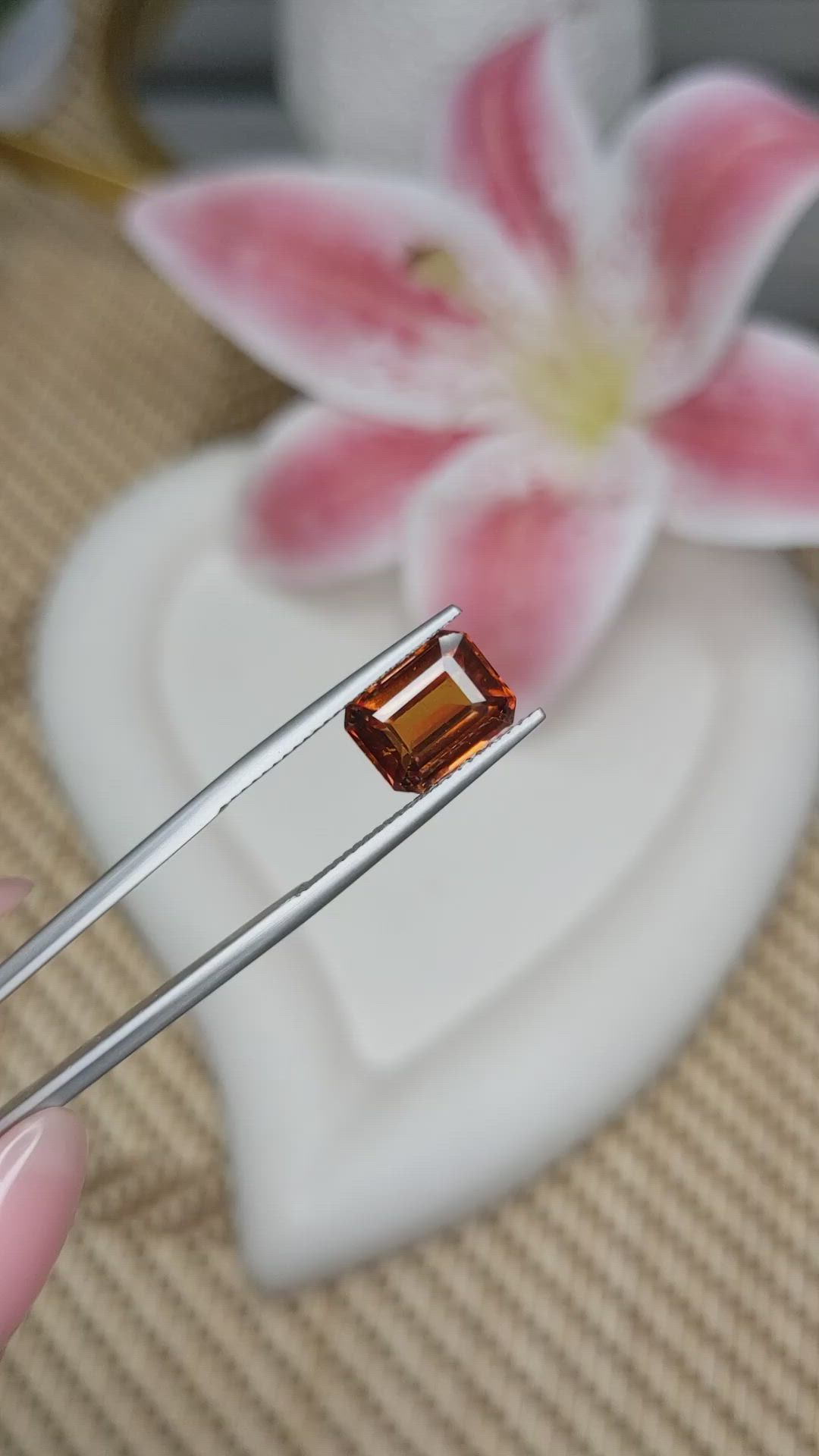 3.40 Ct. Reddish Orange Hessonite Garnet from Madagascar Size Video