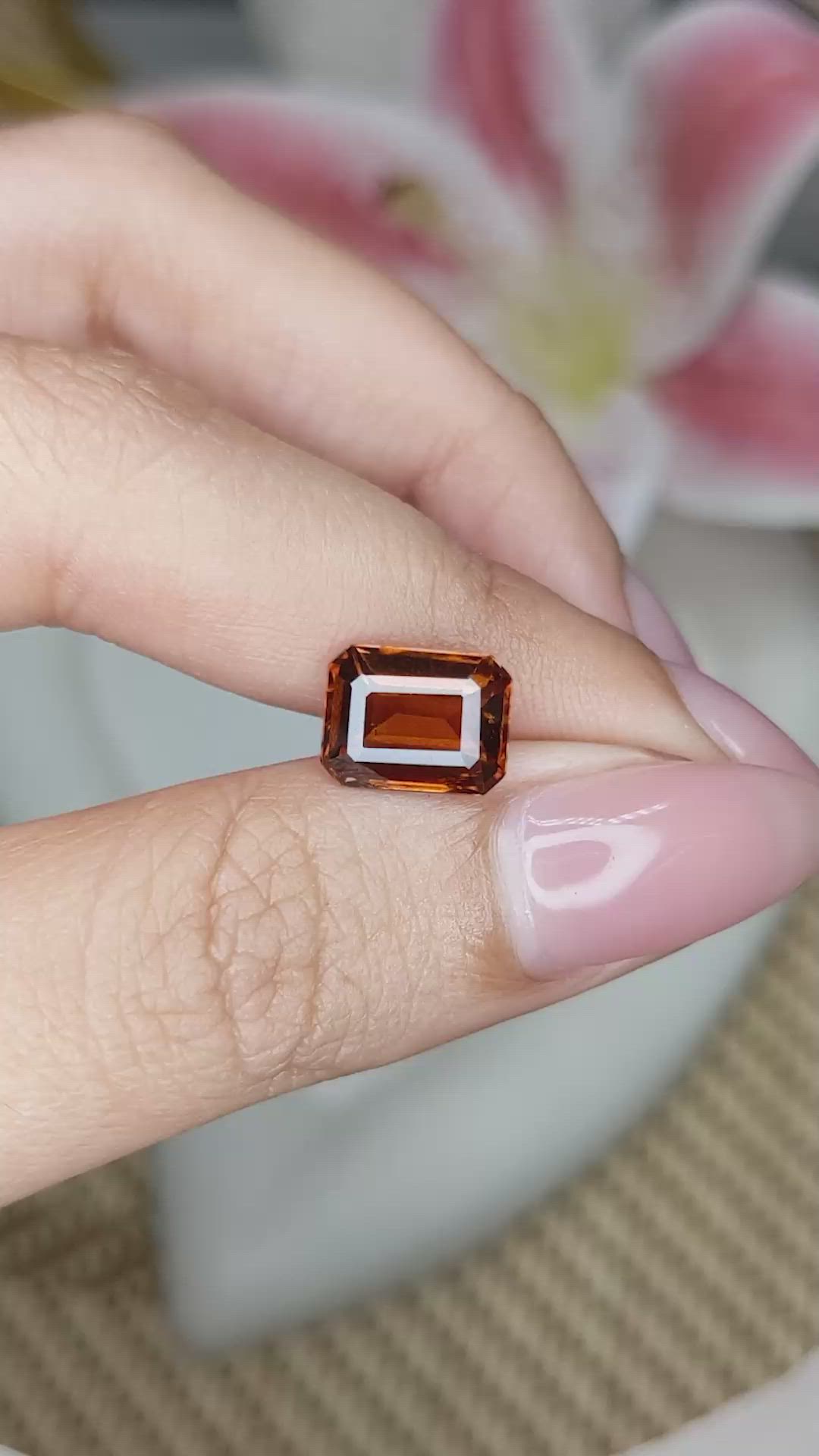 3.40 Ct. Reddish Orange Hessonite Garnet from Madagascar Size Video