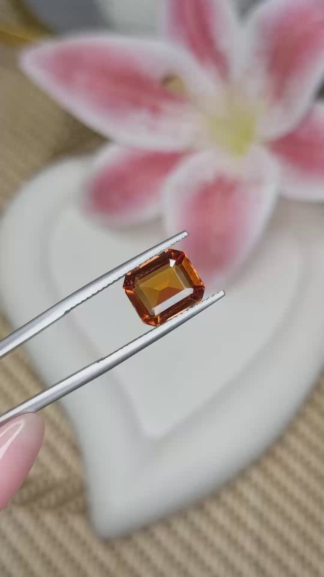 3.93 Ct. Reddish Orange Hessonite Garnet from Madagascar Size Video