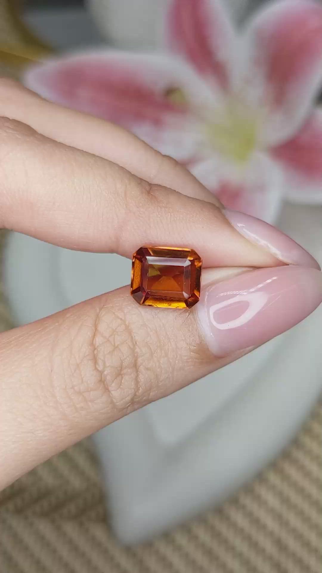 3.93 Ct. Reddish Orange Hessonite Garnet from Madagascar Size Video