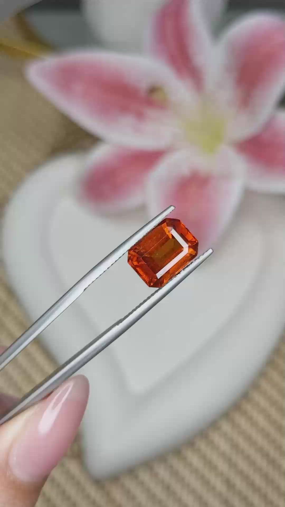 4.51 Ct. Orange Hessonite Garnet from Madagascar Size Video