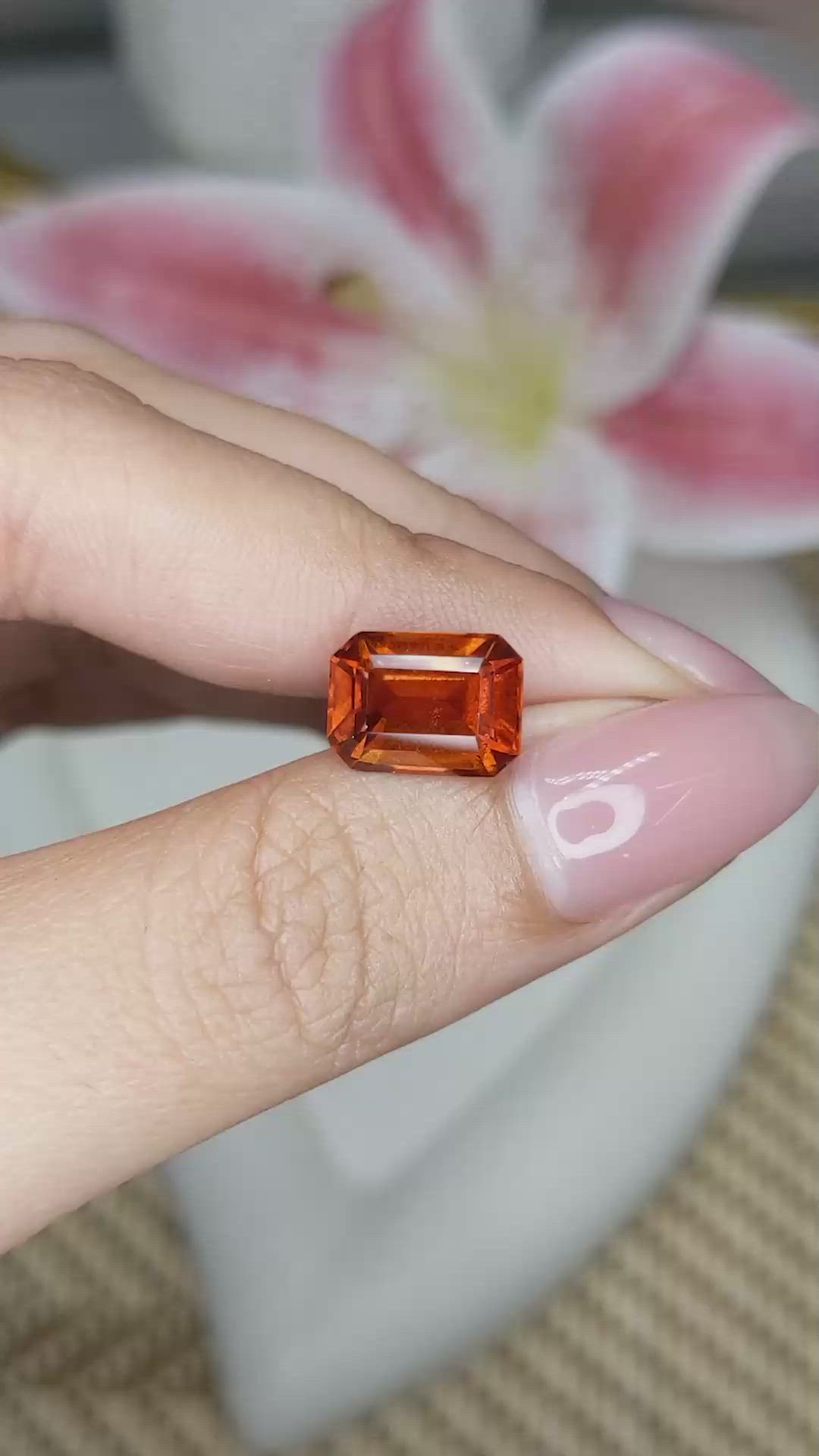 4.51 Ct. Orange Hessonite Garnet from Madagascar Size Video